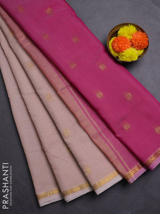 Beige & Pink Semi Maheshwari Cotton - Buttas