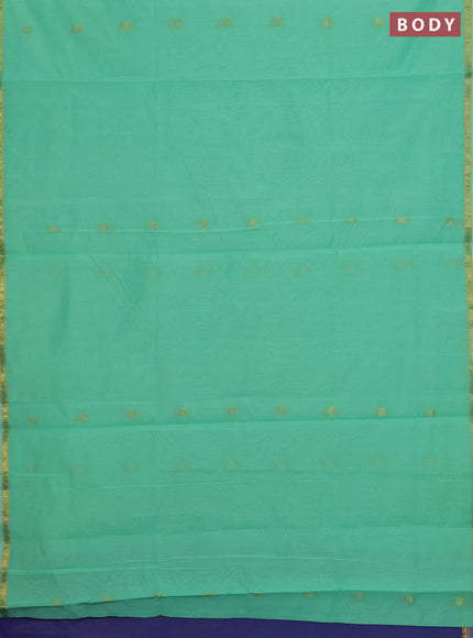 Teal Green & Blue Semi Maheshwari Cotton - Buttas