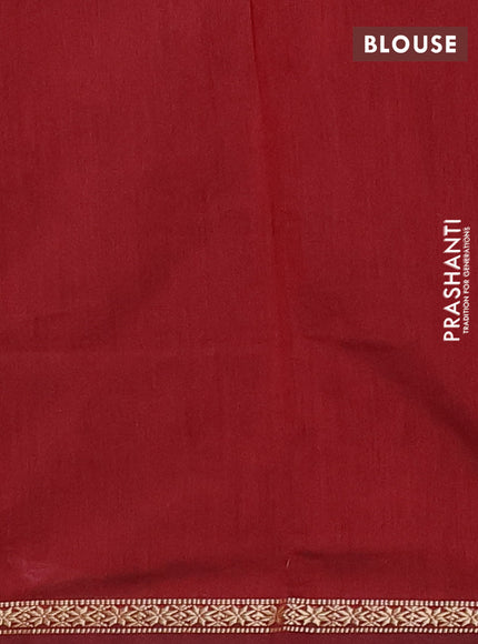 Peacock Green & Maroon Semi Maheshwari Cotton - Buttas