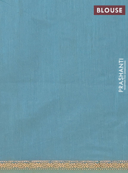 Sandal & Teal Blue Semi Maheshwari Cotton - Buttas
