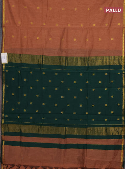 Rust & Green Semi Maheshwari Cotton - Buttas