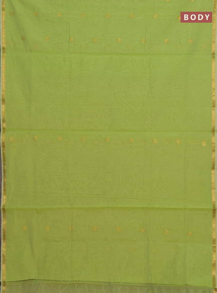 Green & Orange Semi Maheshwari Cotton - Buttas