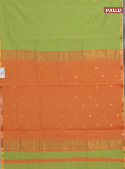 Green & Orange Semi Maheshwari Cotton - Buttas