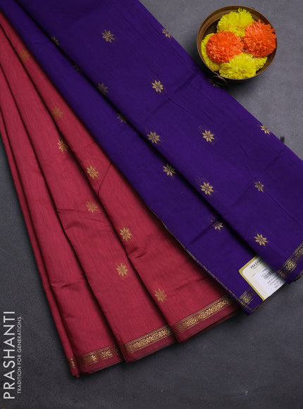 Pastel Maroon & Violet Semi Maheshwari Cotton - Buttas