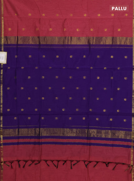 Pastel Maroon & Violet Semi Maheshwari Cotton - Buttas