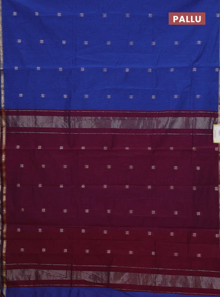 Blue & Magenta Pink Semi Maheshwari Cotton - Buttas