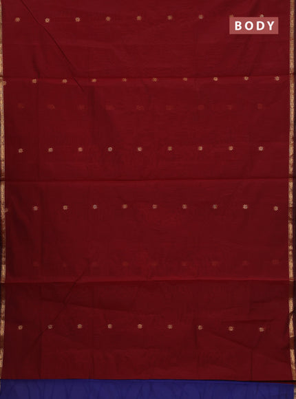 Maroon & Blue Semi Maheshwari Cotton - Buttas