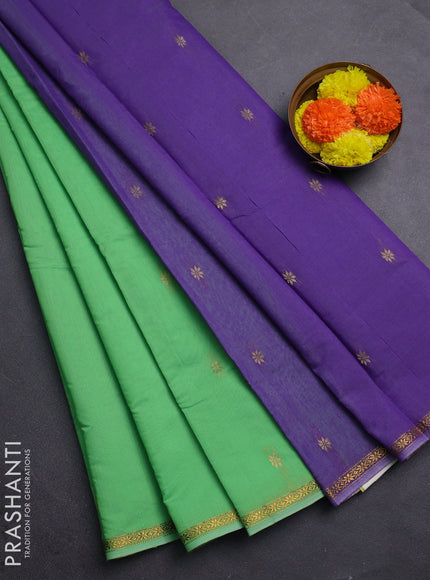 Green & Purple Semi Maheshwari Cotton - Buttas