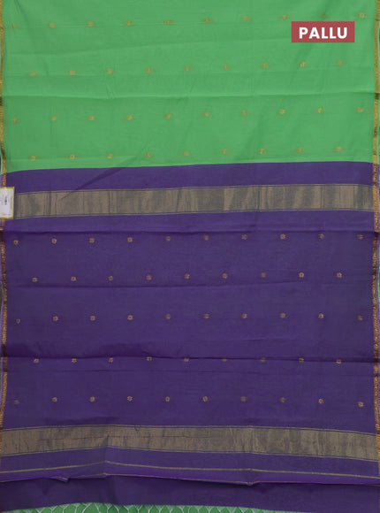 Green & Purple Semi Maheshwari Cotton - Buttas