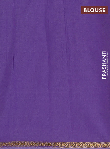 Green & Purple Semi Maheshwari Cotton - Buttas