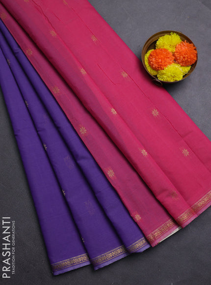 Purple & Pink Semi Maheshwari Cotton - Buttas