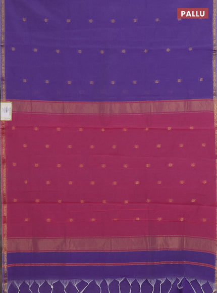 Purple & Pink Semi Maheshwari Cotton - Buttas