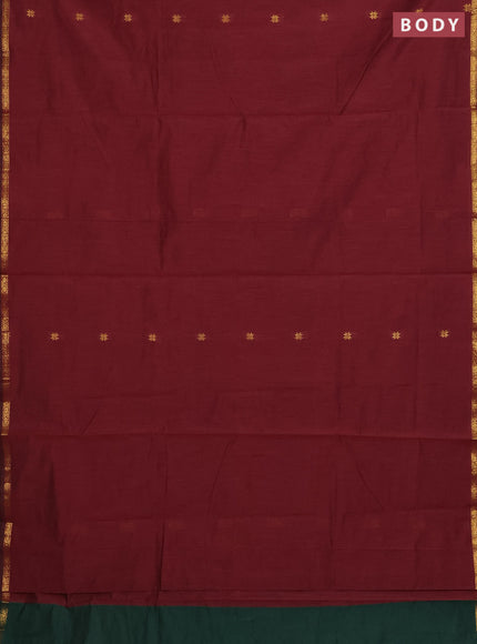 Maroon & Bottle Green Semi Maheshwari Cotton - Buttas