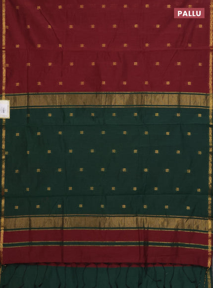 Maroon & Bottle Green Semi Maheshwari Cotton - Buttas