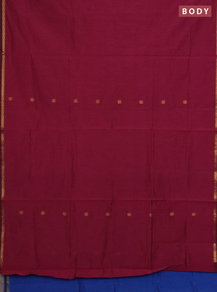 Maroon & Blue Semi Maheshwari Cotton - Buttas