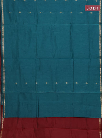 Peacock Green & Maroon Semi Maheshwari Cotton - Buttas