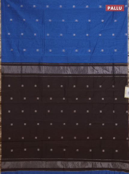 Blue & Coffee Brown Semi Maheshwari Cotton - Buttas
