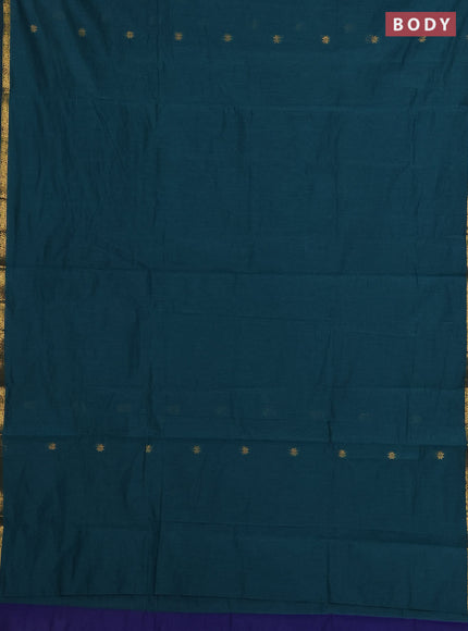Peacock Green & Blue Semi Maheshwari Cotton - Buttas
