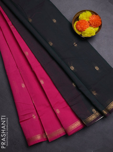 Pink & Bottle Green Semi Maheshwari Cotton - Buttas