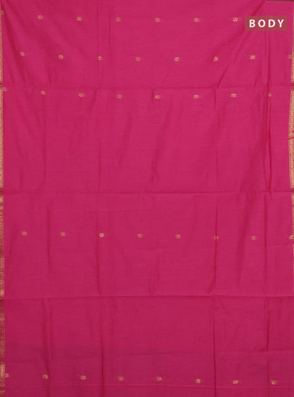 Pink & Bottle Green Semi Maheshwari Cotton - Buttas