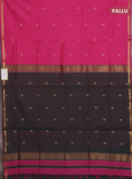 Pink & Bottle Green Semi Maheshwari Cotton - Buttas