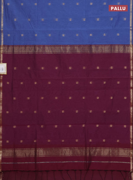 Blue & Magenta Pink Semi Maheshwari Cotton - Buttas