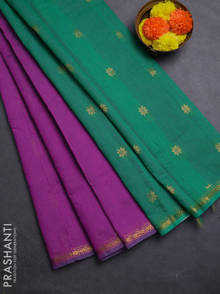 Pink & Green Semi Maheshwari Cotton - Buttas