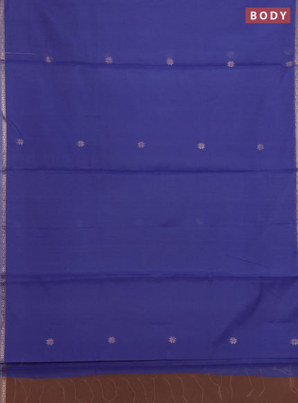 Blue & Pastel Brown Semi Maheshwari Cotton - Buttas