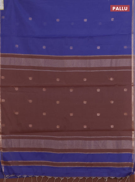 Blue & Pastel Brown Semi Maheshwari Cotton - Buttas