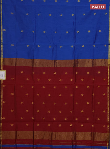 Cs Blue & Maroon Semi Maheshwari Cotton - Buttas