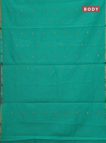 Teal Green & Pink Semi Maheshwari Cotton - Buttas