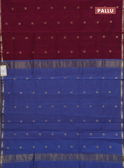 Magenta Pink & Blue Semi Maheshwari Cotton - Buttas