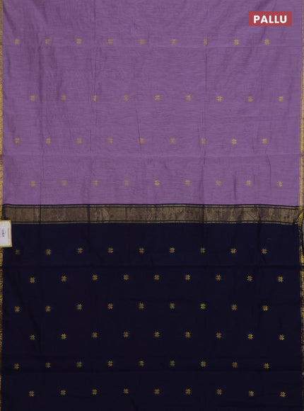 Pastel Purple & Navy Blue Semi Maheshwari Cotton - Buttas