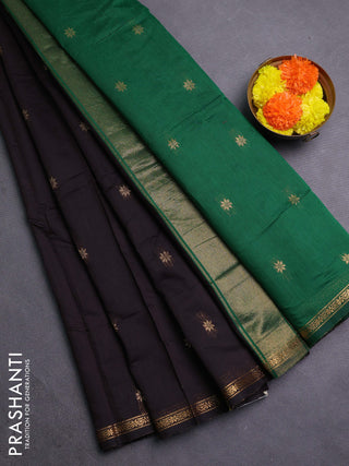 Coffee Brown & Green Semi Maheshwari Cotton - Buttas