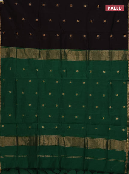 Coffee Brown & Green Semi Maheshwari Cotton - Buttas