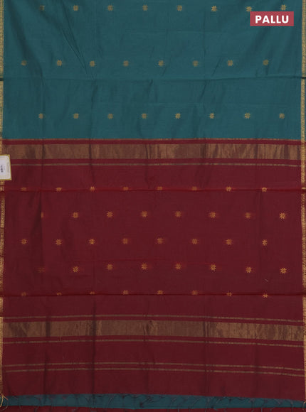 Green & Maroon Semi Maheshwari Cotton - Buttas