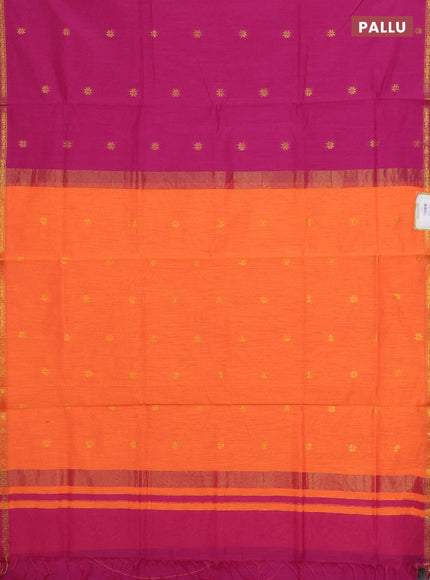 Magenta Pink & Orange Semi Maheshwari Cotton - Buttas