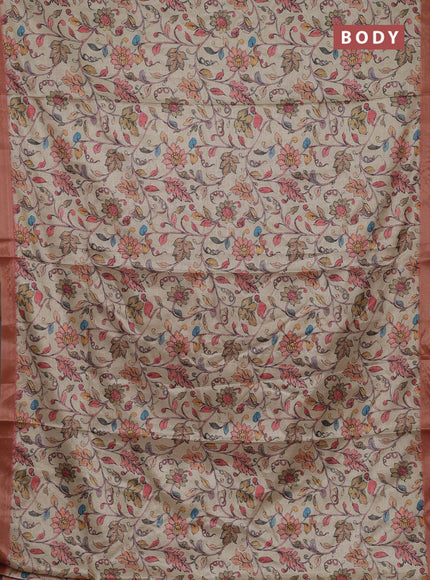 Beige & Pink Semi Tussar Saree
