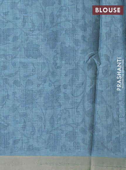 Beige & Teal Blue Semi Tussar Saree