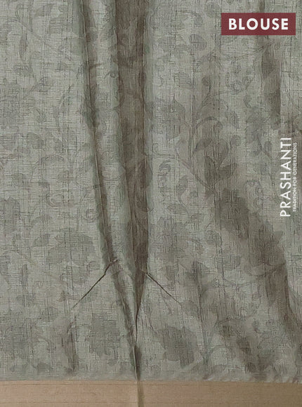 Beige & Pastel Green Semi Tussar Saree