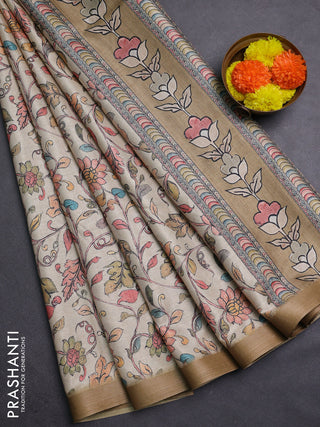 Beige & Peach Semi Tussar Saree