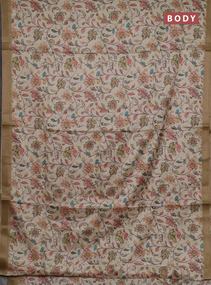 Beige & Peach Semi Tussar Saree