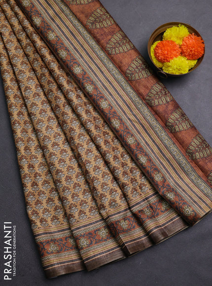 Beige Semi Tussar Saree