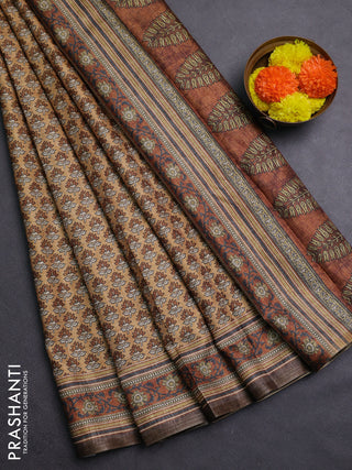 Beige Semi Tussar Saree