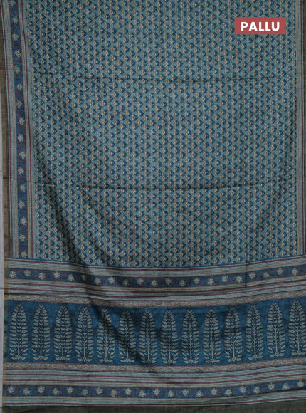 Teal Blue Semi Tussar Saree