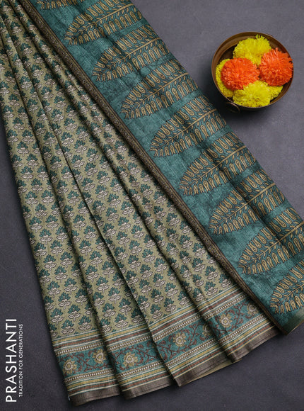 Elaichi Green Semi Tussar Saree