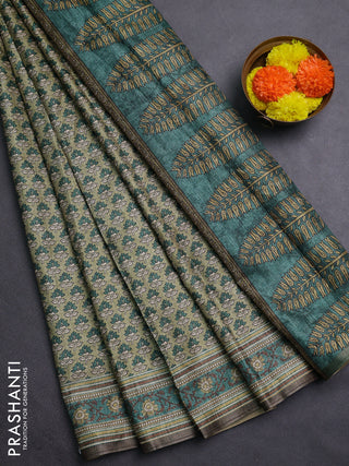 Elaichi Green Semi Tussar Saree