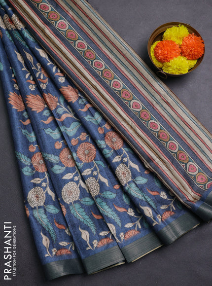 Blue Semi Tussar Saree