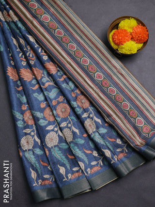 Blue Semi Tussar Saree