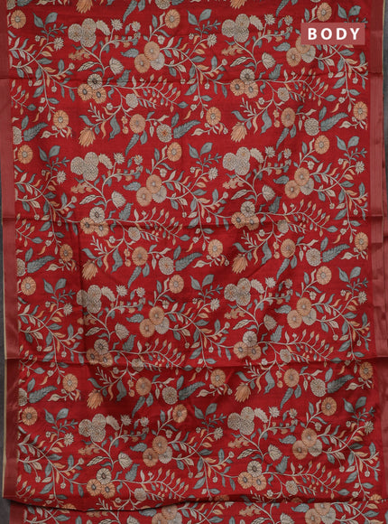 Red Semi Tussar Saree